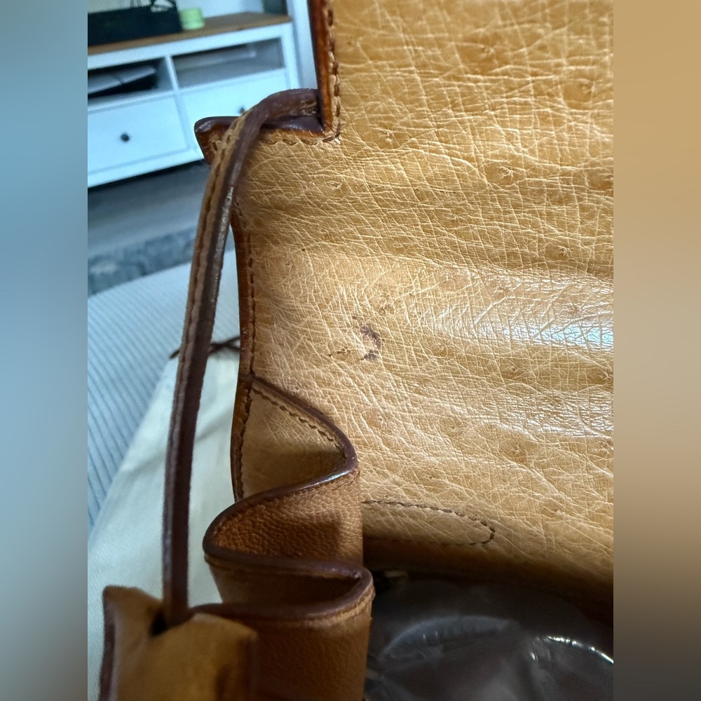 Hermes Cognac Ostrich Leather Kelly 32 - Picture 15 of 16